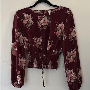 Xhilaration Red Tie Front Blouse